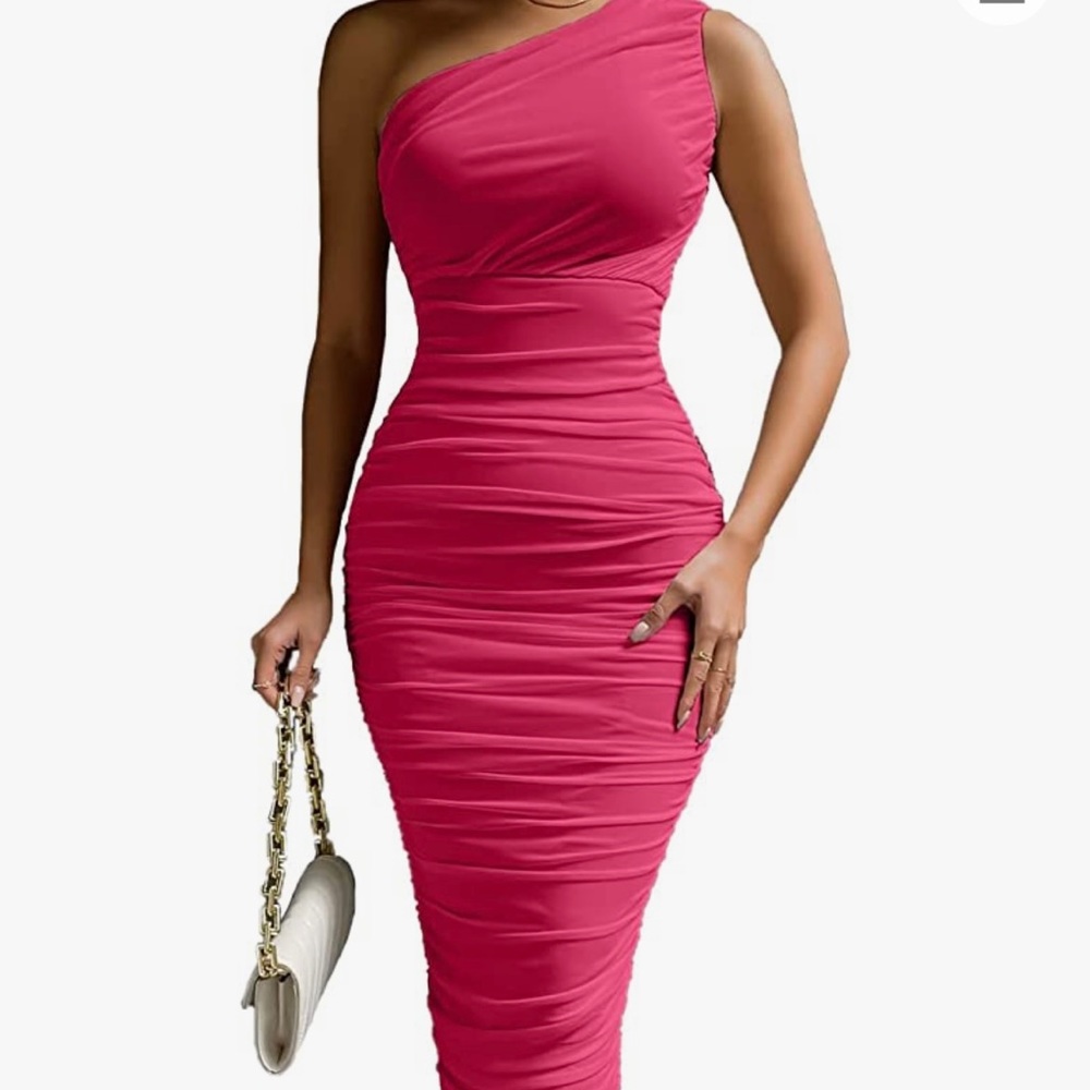 One shoulder ruched dress
